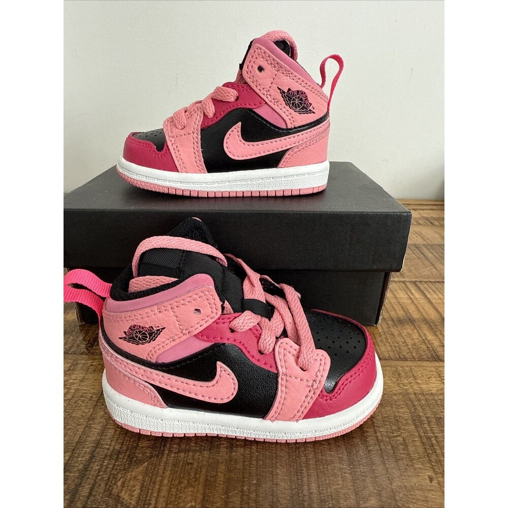 Nike Air Jordan 1 Mid TD 4C Coral Chalk Pink Pinksicle 640735-662 - Picture 7 of 8
